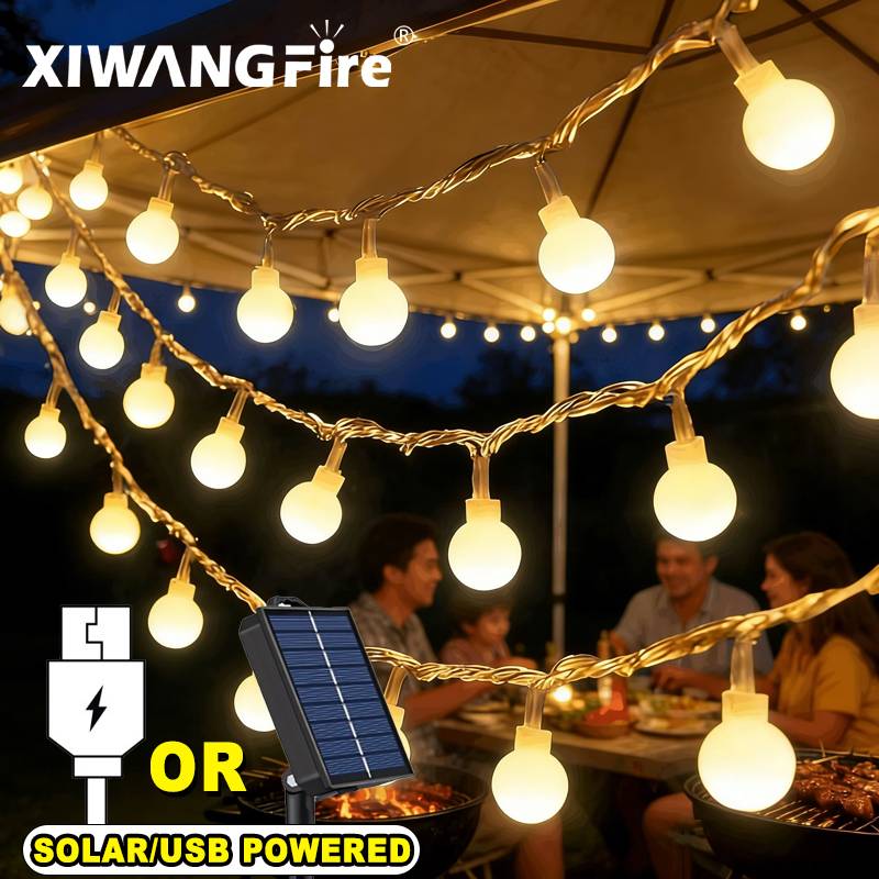 Outdoor Lighting Led - 3-10M Solar/USB/Battery String Lights, Fairy Globe