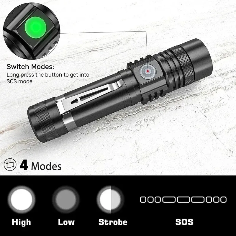 Rechargeable T6 Handheld Flash - Zinc Outdoor Lighting ulasan dan harga