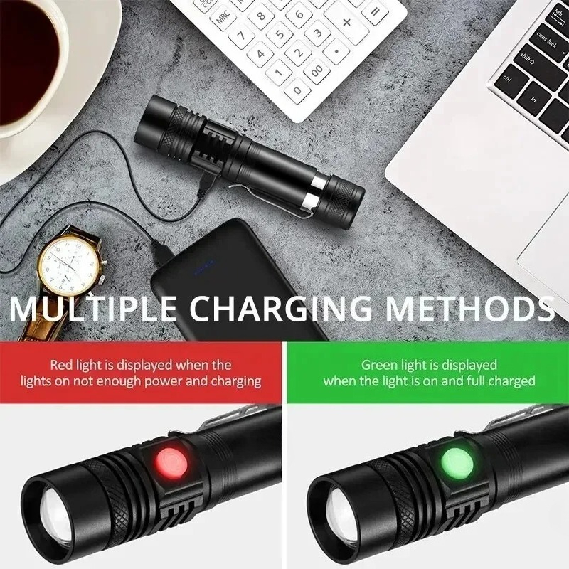 Rechargeable T6 Handheld Flash - Zinc Outdoor Lighting ulasan dan harga