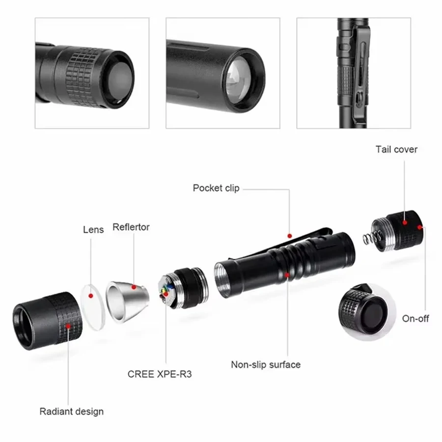 Mini Portable LED Flashlight P - Zinc Outdoor Lighting ulasan dan harga