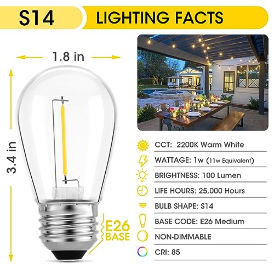 36 Pack S14 LED Bulbs for Outd - Outdoor Lighting Led ulasan dan harga