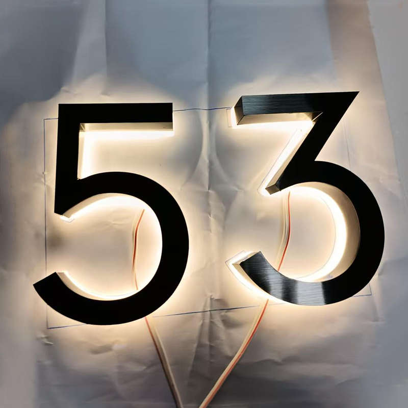 Metal 3D LED House Number Ligh - Outdoor Lighting Logo ulasan dan harga