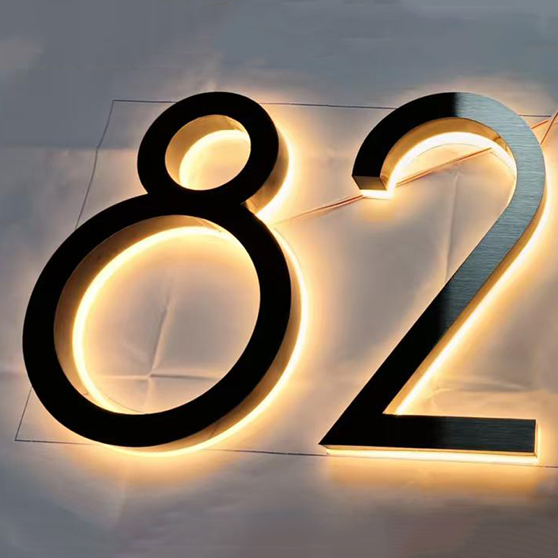 Metal 3D LED House Number Ligh - Outdoor Lighting Logo ulasan dan harga