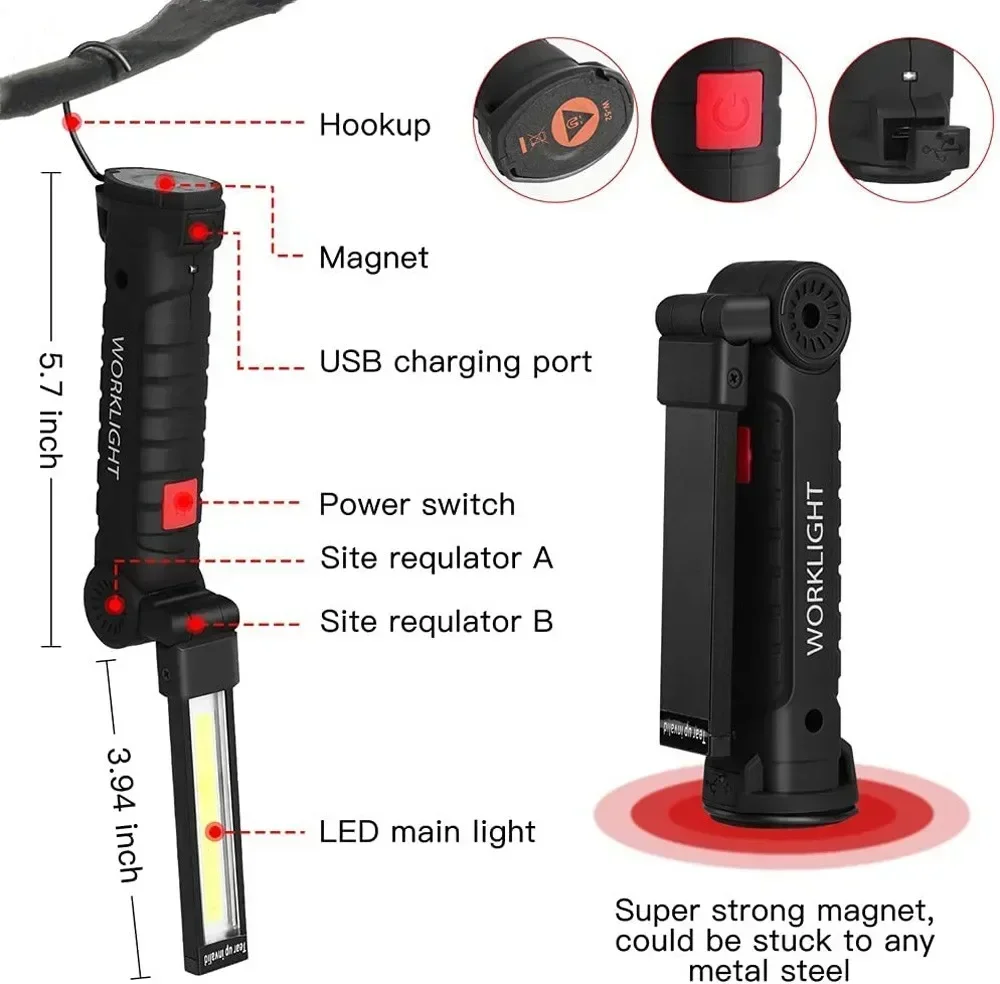 LED COB Flashlight USB Recharg - Zinc Outdoor Lighting ulasan dan harga